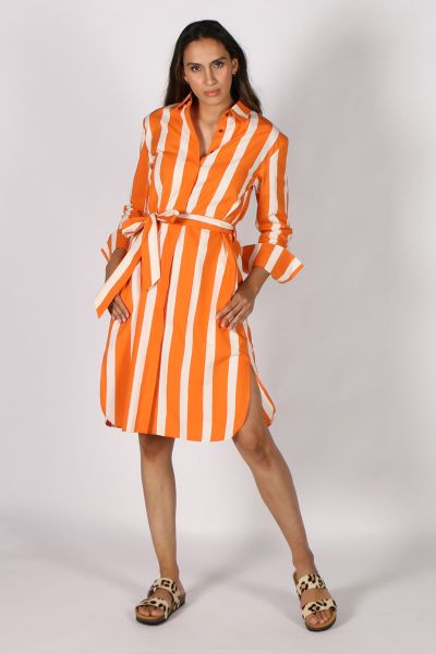 Lara Stripe Dress By Bagruu In Pumpkin