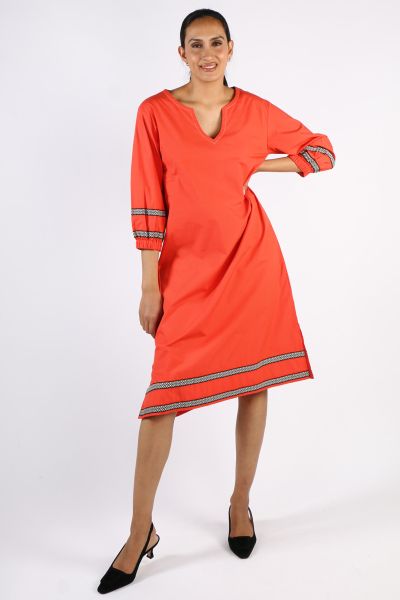 Bagruu Elena Twill Short Dress In Poppy