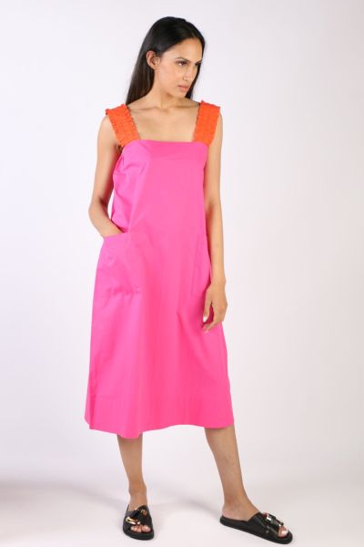 Bagruu Anika Dress In Hot Pink