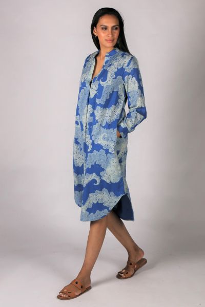 Olive Paisley Dress By Bagruu In Blue