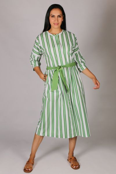 Songa Band Stripe Dress By Bagruu In Apple