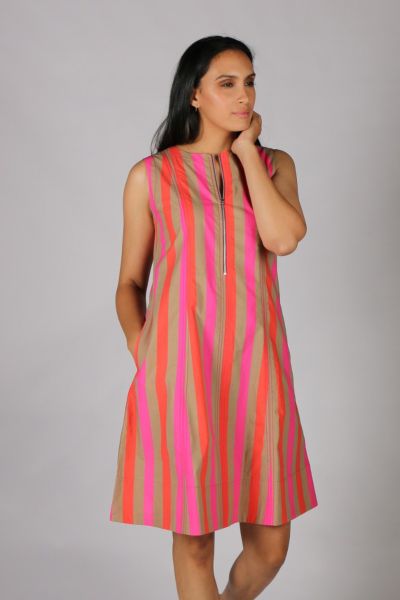 Idli Gate Stripe Dress By Bagruu In Multi