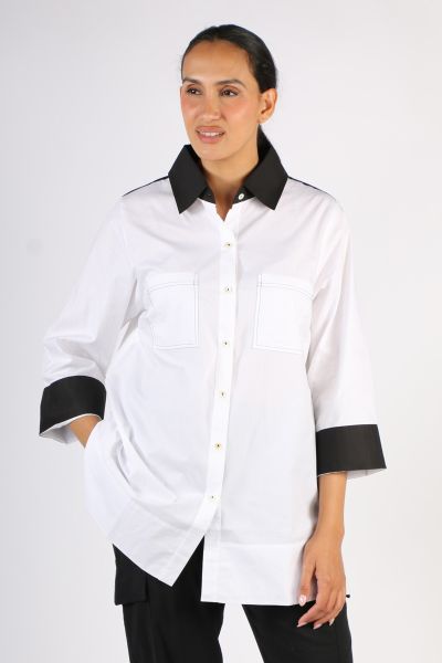 Bagruu Harvey CB Shirt In White and Black