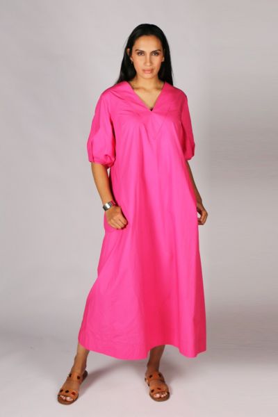 Theory Maxi Dress By Bagruu In Hot Pink