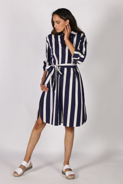 Lara Stripe Dress By Bagruu In Navy