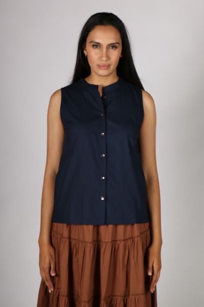 Mandarin Baku Top By Bagruu In Navy