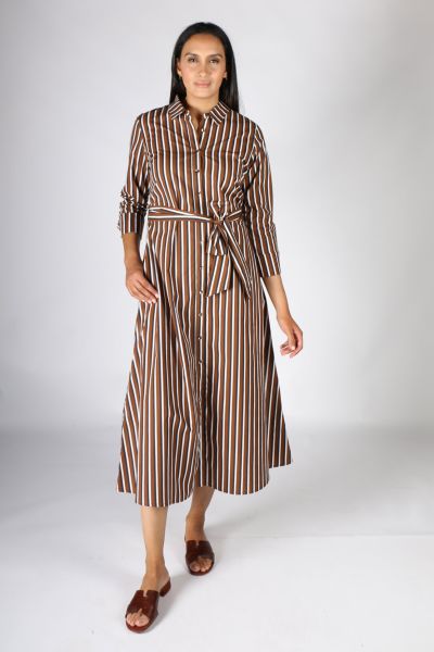 Marra Stripe Dress By Bagruu In Bark