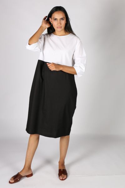 Goa Dress By Bagruu In Two Tone White