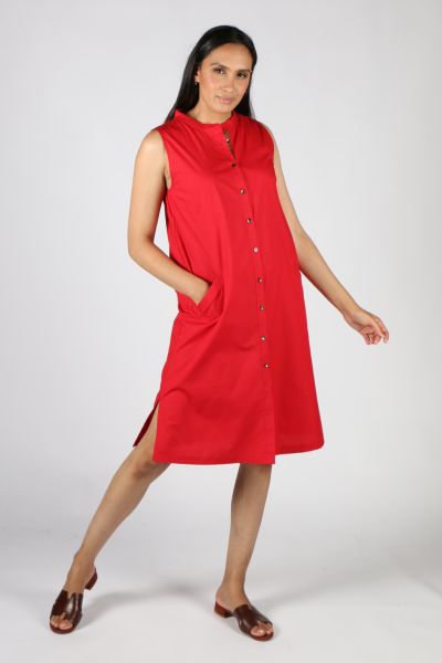 Mandarin Baku Dress By Bagruu In Chilli