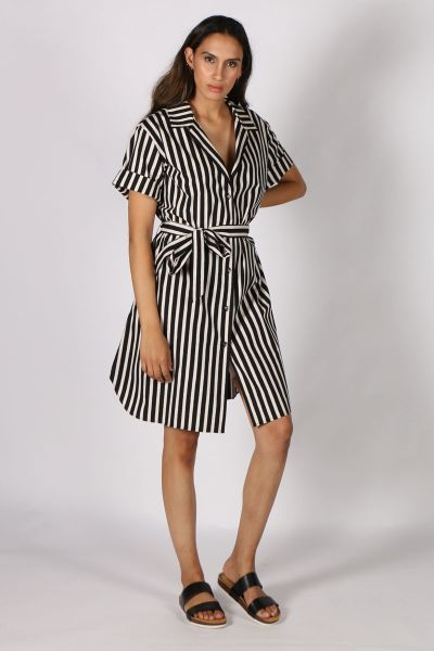 Yaya Stripe Dress By Bagruu In Black