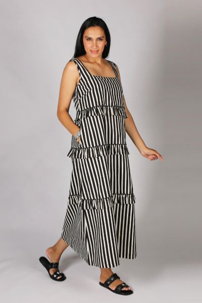 Aria Bagruu Stripe Dress In Black