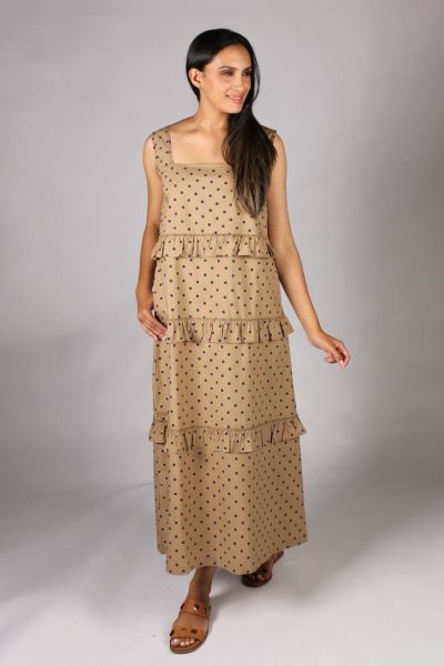  Aria Bagruu Spot Dress In Taupe