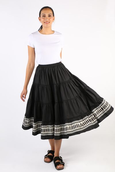 Bagruu Diwali Border Print Skirt In Black
