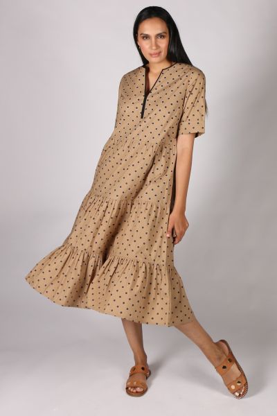 Mangar Spot Dress By Bagruu In Taupe