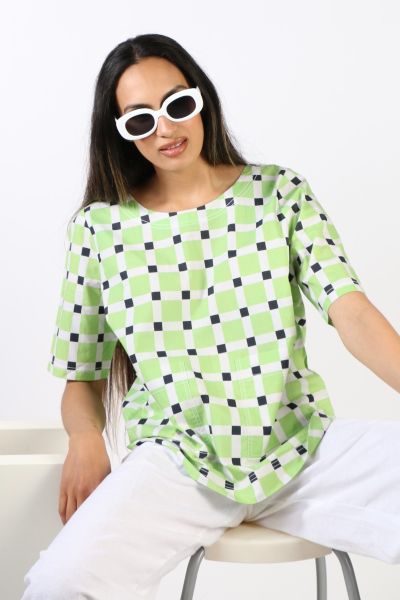 Check Pati Top In Lime By Bagruu
