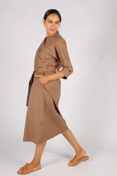 Songa Dress By Bagruu In Teak