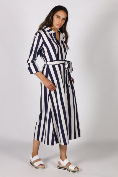 Marra Stripe Dress By Bagruu In Navy