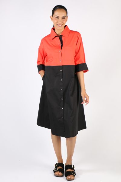 Bagruu Harvey Colour Block Dress In Poppy and Black