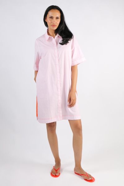 Bagruu Baci Dress In Pink Calico Stripe