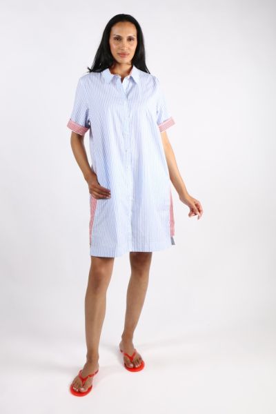 Bagruu Baci Dress In Picket/Train Stripe In Blue