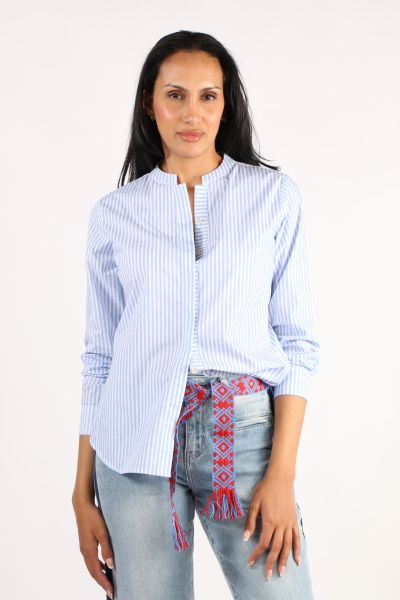 Bagruu Rathore Shirt In Blue Picket Stripe