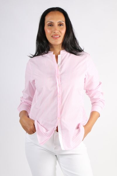 Bagruu Rathore Shirt In Pink Picket Stripe