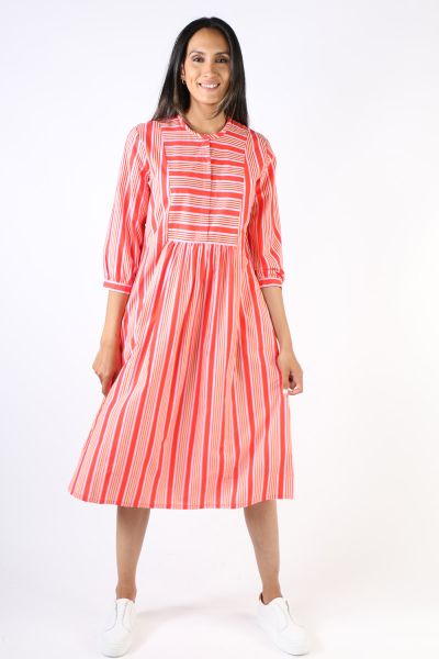 Bagruu Brunei Candy Stripe Dress In Red