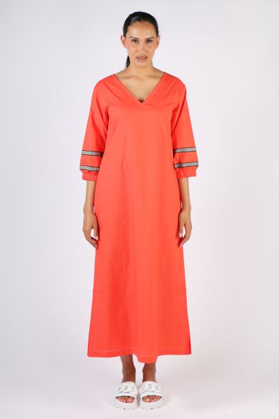 Bagruu Elena Twill Dress In Poppy