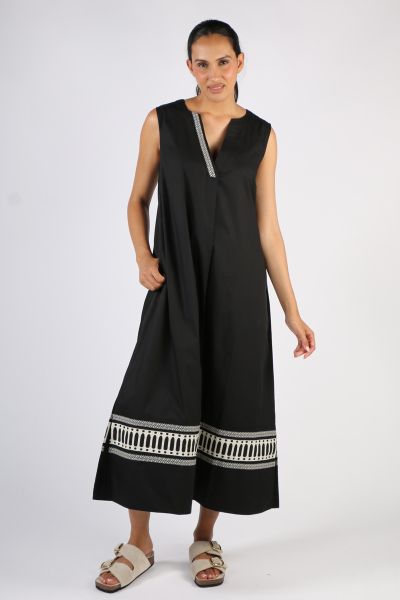 Bagruu Sanna Border Print Dress In Black