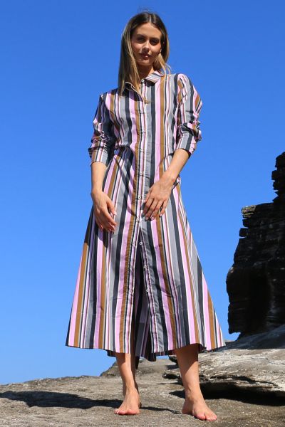 Bold Stripe Mala Dress By Bagruu
