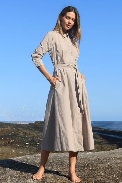 Bagruu Mala Dress In Stone