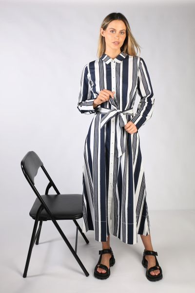 Bagruu Mala Ribbon Stripe Dress In Navy