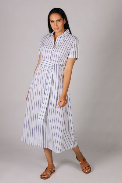 Sara Stripe Dress By Bagruu In White