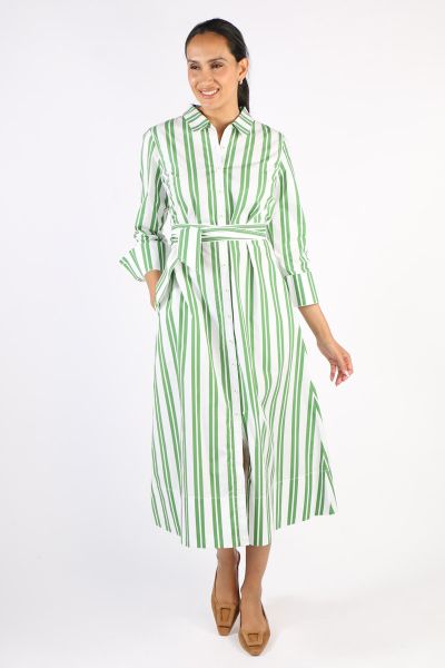 Bagruu Mala Stripe Dress In Apple