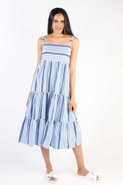 Bagruu Talika Surf Stripe Dress In Blue