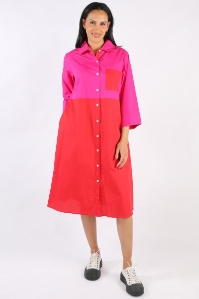 Bagruu Colourblock Harvey Dress In Cherry and Pink