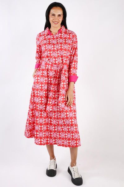 Bagruu Malina Aztec Dress In Cherry