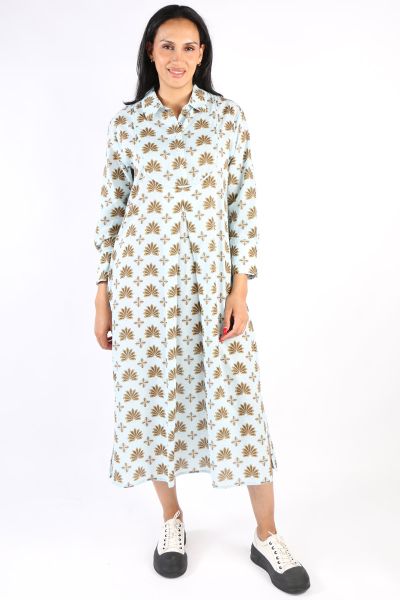 Bagruu Mandala Floral Print Dress In Aqua