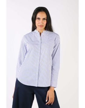 Your everyday style needs not to be boring - this Button through shirt is your new everyday blouse shirt. A striking stripe print, this cotton shirt features long cuffed sleeves and a mandarin collar with an open neck. Pair it up with your high waisted ta