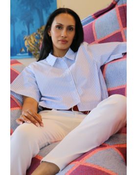 Bagruu Baci Shirt In Blue Picket Stripe