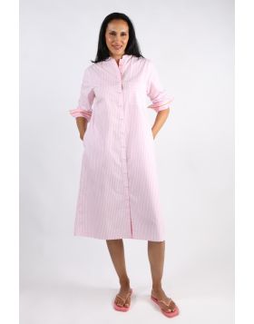 Bagruu Harper Dress In Pink Picket Stripe