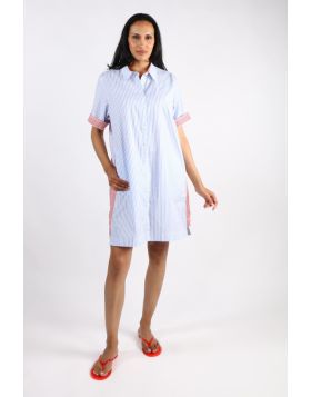 Bagruu Baci Dress In Picket/Train Stripe In Blue