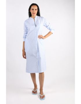 Bagruu Harper Dress In Blue Picket Stripe
