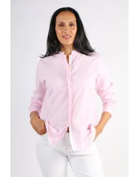 Bagruu Rathore Shirt In Pink Picket Stripe