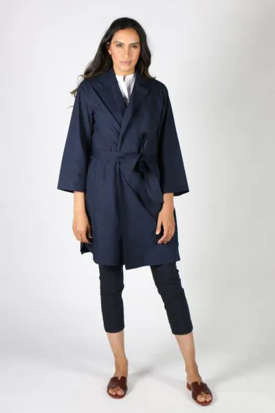 Chenla Coat In Navy By Bagruu
