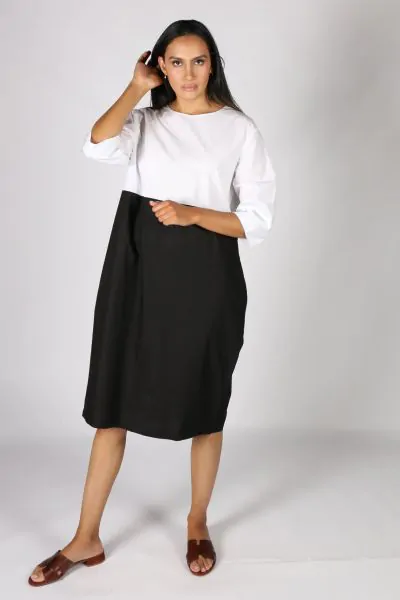 Goa Dress By Bagruu In Two Tone White