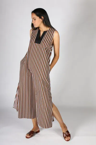 Stripe Bark Ekta Maxi Dress By Bagruu 