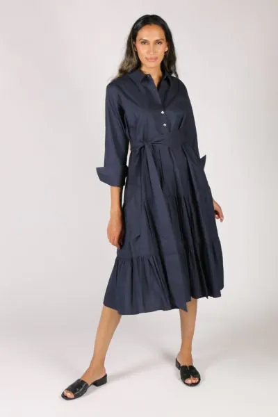 Aravali Bagruu Dress In Navy