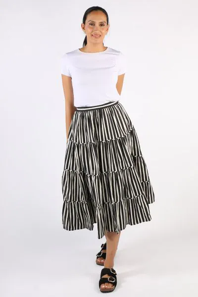 Bagruu Diwali Stripe Skirt In Black