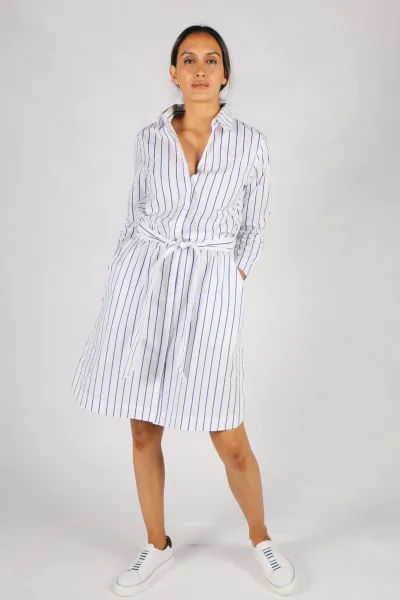 White Stripe Lania Dress By Bagruu